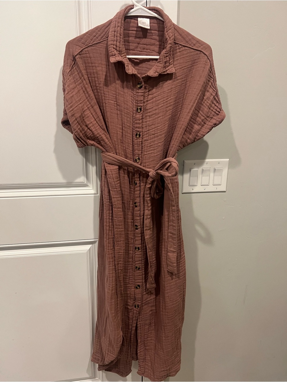 Loulou Studio Dusty Rose Button-Front Midi Dreess